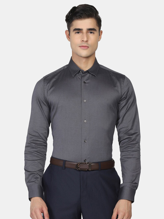 Blackberrys Slim Fit Textured Cotton Formal Shirt