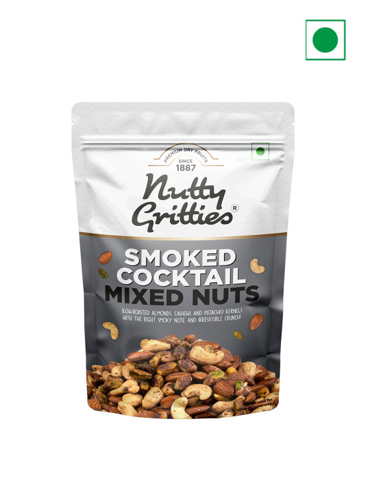 Nutty Gritties Smoked Cocktail Nut Mix Almonds Cashew Nuts Pistachio Kernels - 200 Gms