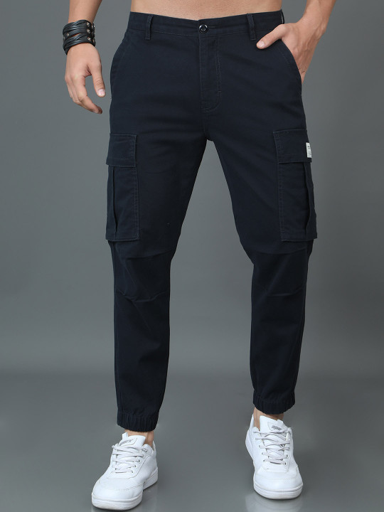 HERE&NOW Men Slim Fit Cotton Cargos Trousers