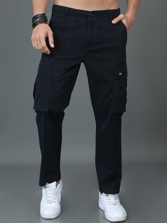 HERE&NOW Men Slim Fit Cotton Cargos Trousers