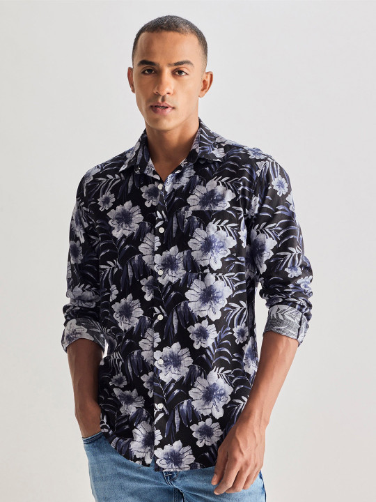 Red Flame Men Floral Opaque Printed Casual Shirt