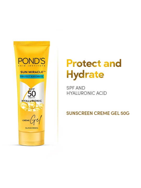 Ponds Sun Miracle Protect & Hydrate SPF 50 PA+++ Creme Gel Sunscreen – 50 g