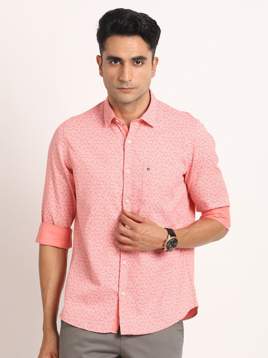 Turtle Men Cotton Slim Fit Printed Casual Shirt