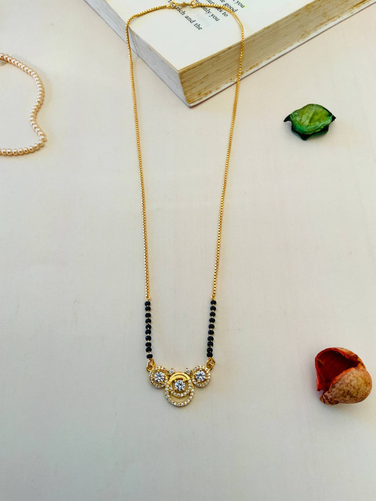 ABDESIGNS Gold-Plated Stones Studded and Beaded Mangalsutra