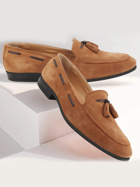 FAUSTO Men Suede Leather Lightweight Tassel Loafer