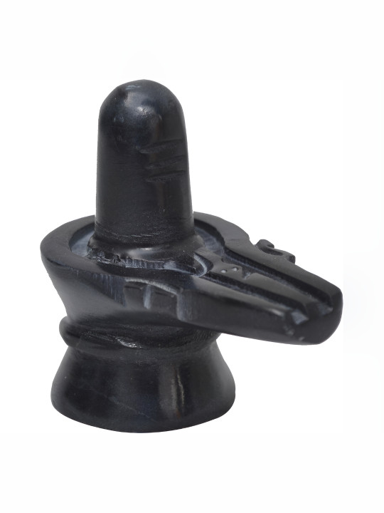 Navyaksh Pathar Shivling Black Metal Metallic Prayer Room Small Showpiece -