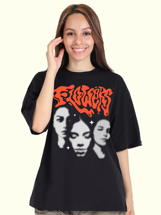 PRONK Graphic Printed Drop Shoulder Sleeves Pure Cotton Oversized T-shirt