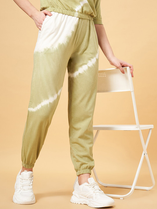 Ajile by Pantaloons Women Tie & Dye Printed Mid-Rise Pure Cotton Joggers