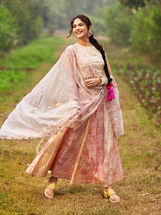 AURELIA Embroidered Jacquard Ready To Wear Lehenga Choli