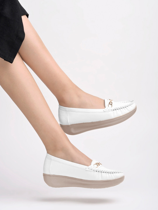 DressBerry x Shoetopia Women Lightweight Comfort Insole Contrast Sole Slip-On Loafers