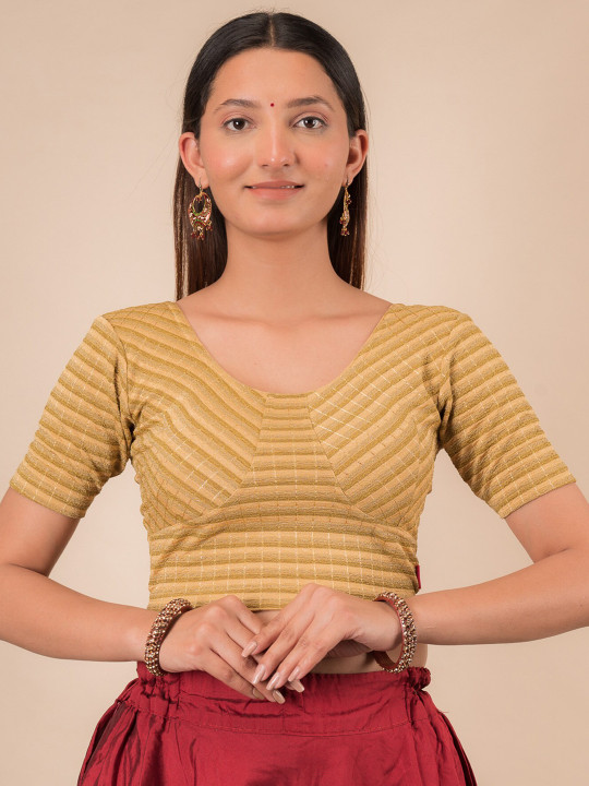 Bindigasm's Advi Woven Design Stretchable Jacquard Saree Blouse