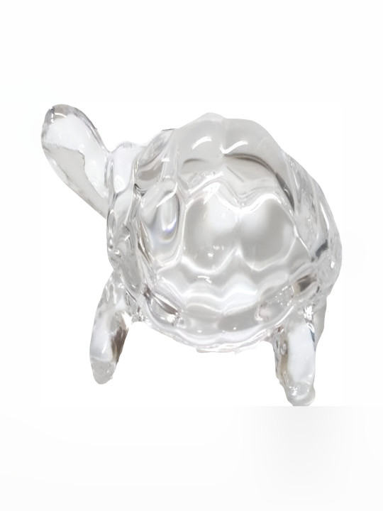 Navyaksh Turtle White Glass Glossy Living Room Small Showpiece - 1.6 Inches