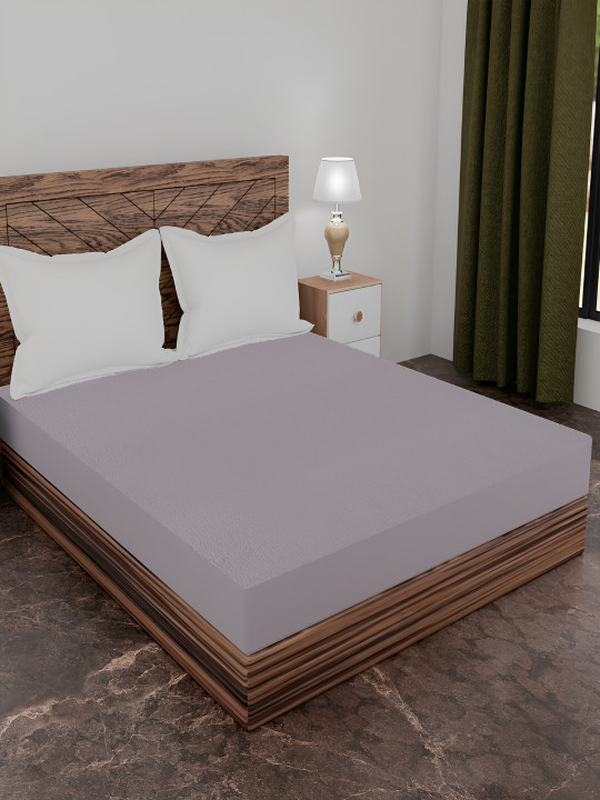 AJISH Grey Terry Cotton 210 GSM Water Resistant Mattress Protector