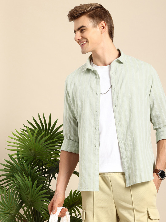 Mast & Harbour Men Striped Cotton Casual Shirt