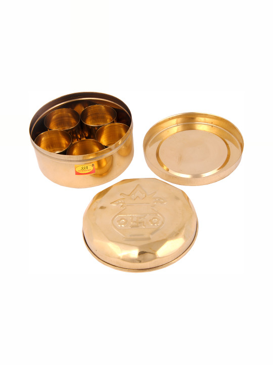 Shivshakti Arts Spice Set Brown Brass Magnetic Box Container Set