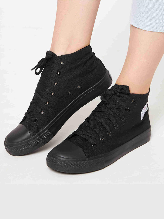 MOZAFIA Women Textured Mid Top Canvas Sneakers