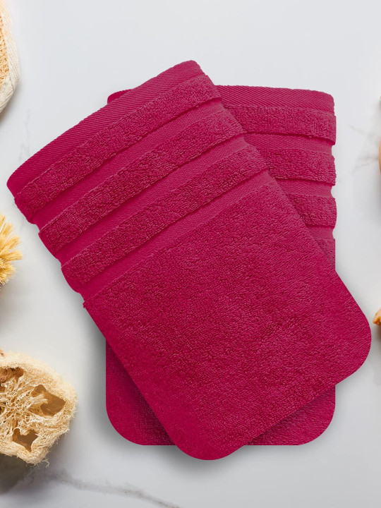 Pum Pum Maroon Solid Cotton 500GSM Super Soft 2PCs Adult Regular Bath Towel-54x27In