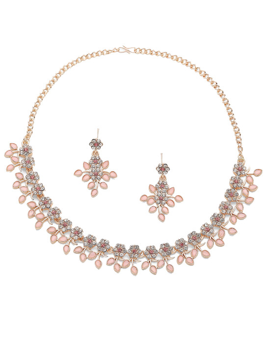 Kennice Rose-Gold Plated & CZ Studded Jewellery Set