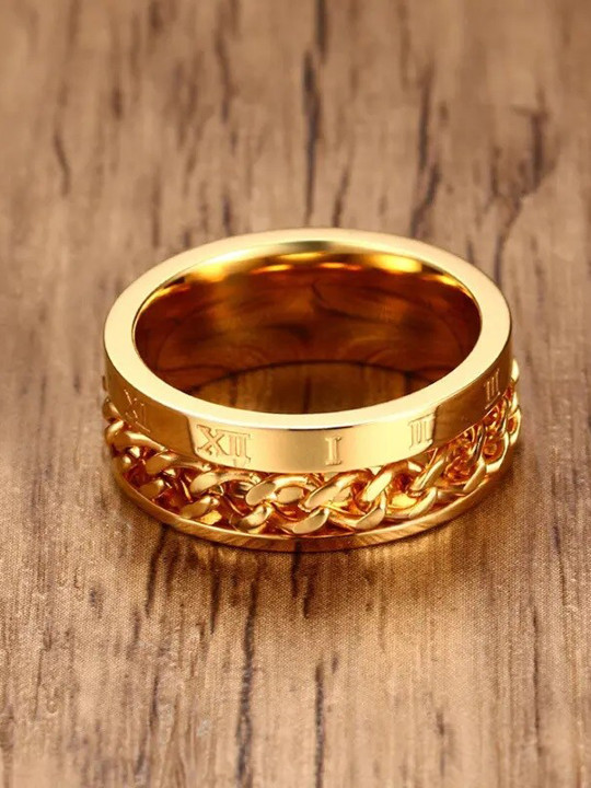 MEENAZ Men Gold-Plated Stainless Steel Band Ring