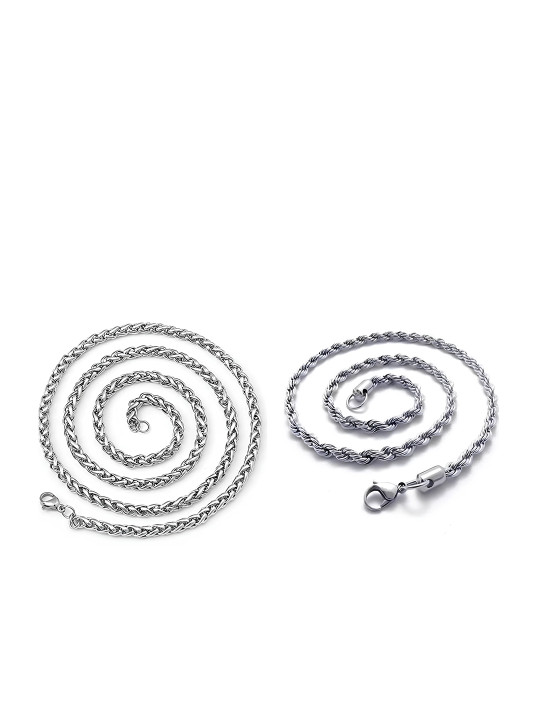 KARISHMA KREATIONS Set Of 2 Unisex Stainless Steel Silver-Plated Chains