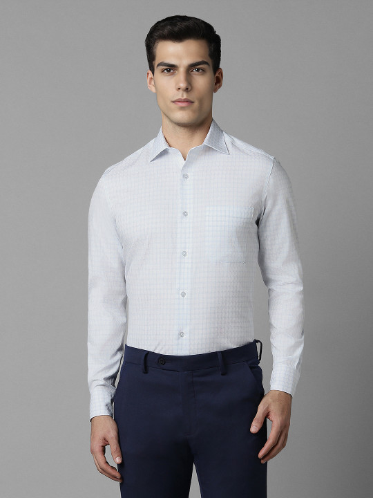 Louis Philippe Men Grid Tattersall Checks Opaque Checked Formal Shirt
