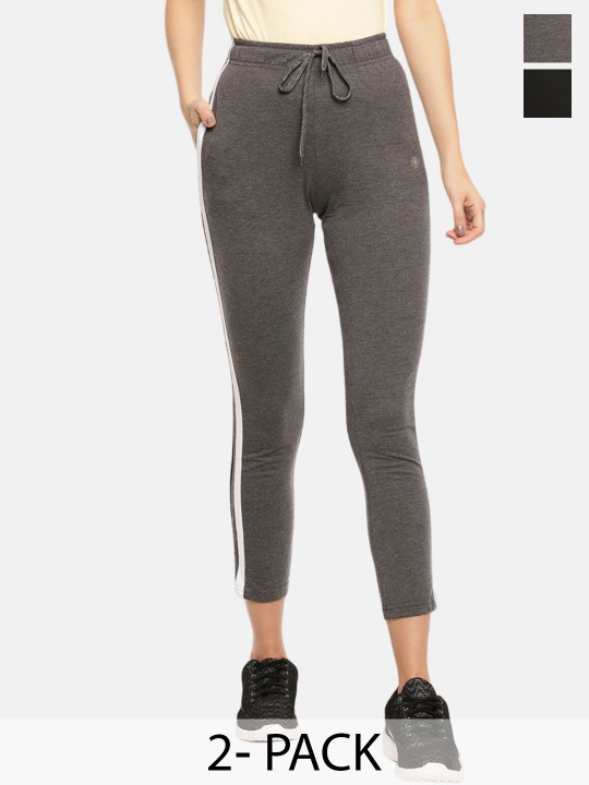 Dollar Missy Women Pack Of 2 Combed Cotton Super Soft Track Pants With Both Side Pocket