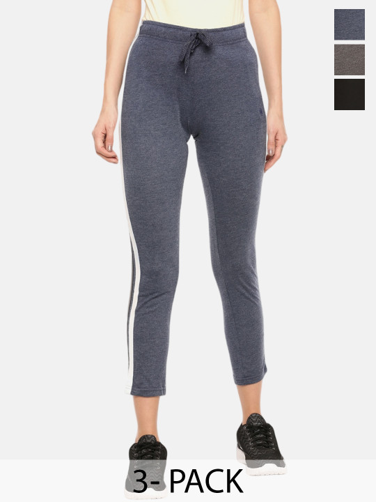 Dollar Missy Women Pack Of 3 Combed Cotton Super Soft Track Pants With Both Side Pocket