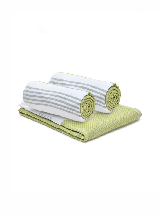 The Better Home 100% cotton Turkish 200GSM Super Soft 3PCs Adult Thin Bath Towel-59x30In