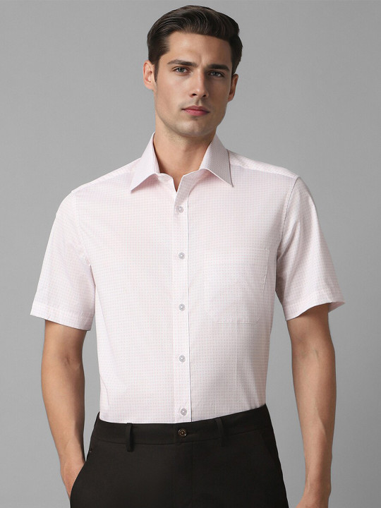 Louis Philippe Geometric Printed Classic Cotton Opaque Formal Shirt