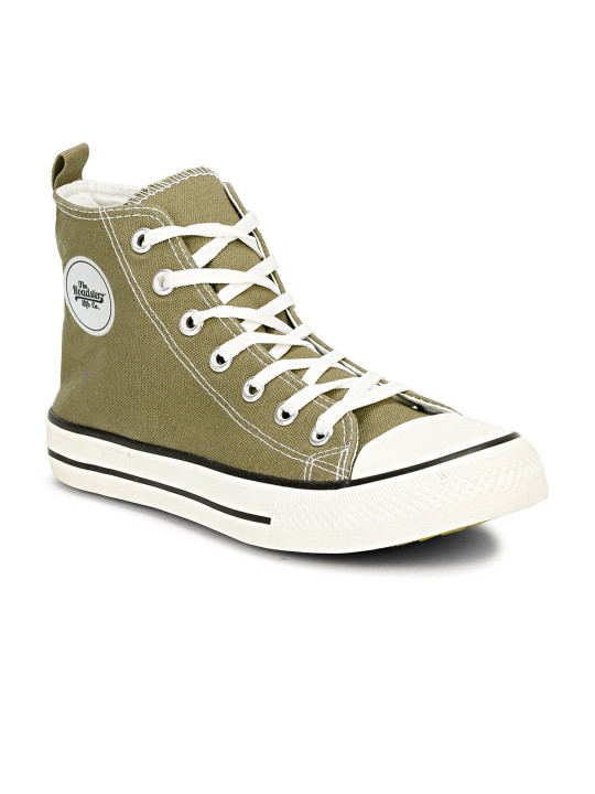 Roadster The Lifestyle Co. Men Olive Comfort Insole Canvas High-Top Lace-Up Sneakers