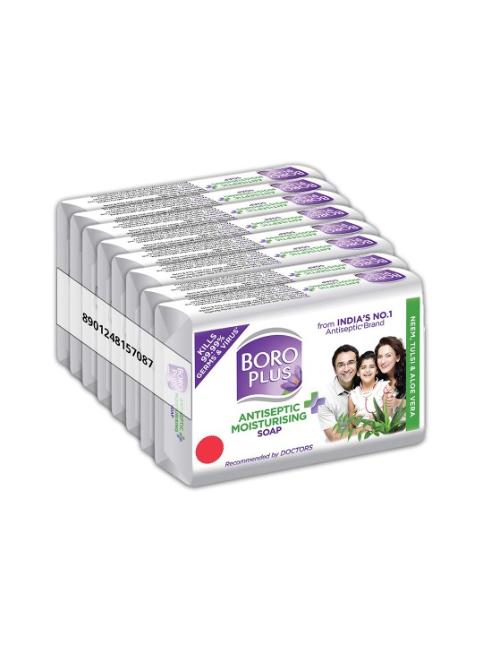 Boroplus Set of 8 Antiseptic Moisturising Soap with Neem, Tulsi & Aloe Vera – 125 g Each