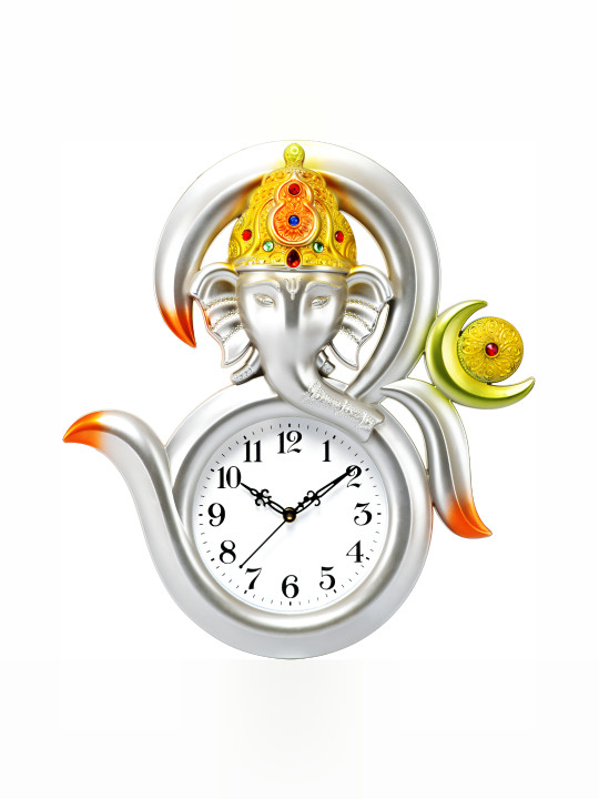 Attractionz Silver-Toned & White Textured Round Analogue Wall Clock