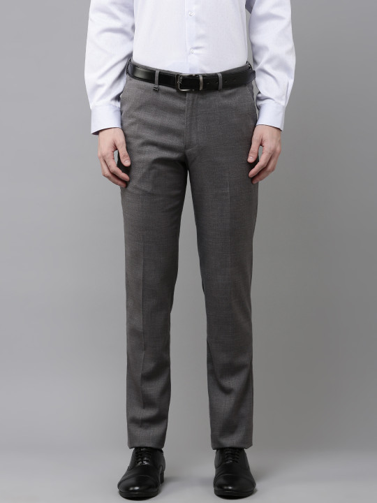 Van Heusen Men Textured Slim Fit Formal Trousers