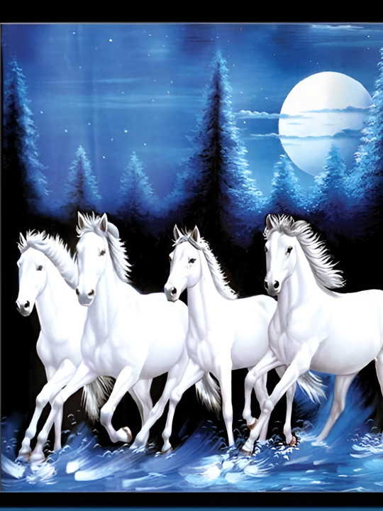 British Terminal Blue & White Seven Running Horses Wall Sticker