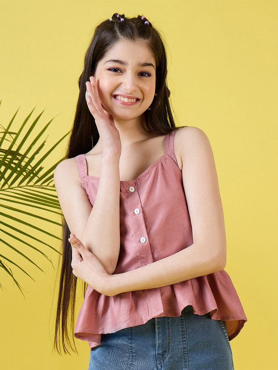 Stylo Bug Girls Shoulder Straps Sleeveless A-Line Top