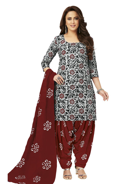 MIRAAN Printed Pure Cotton Unstitched Dress Material