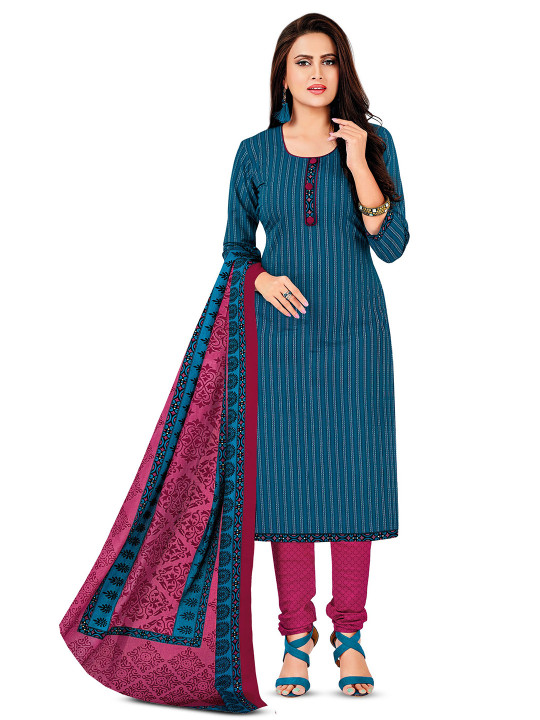 MIRAAN Printed Pure Cotton Unstitched Dress Material