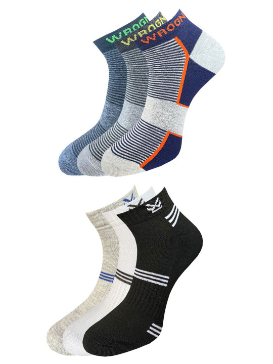 WROGN Men Pack of 6 Patterned Ankle-Length Socks