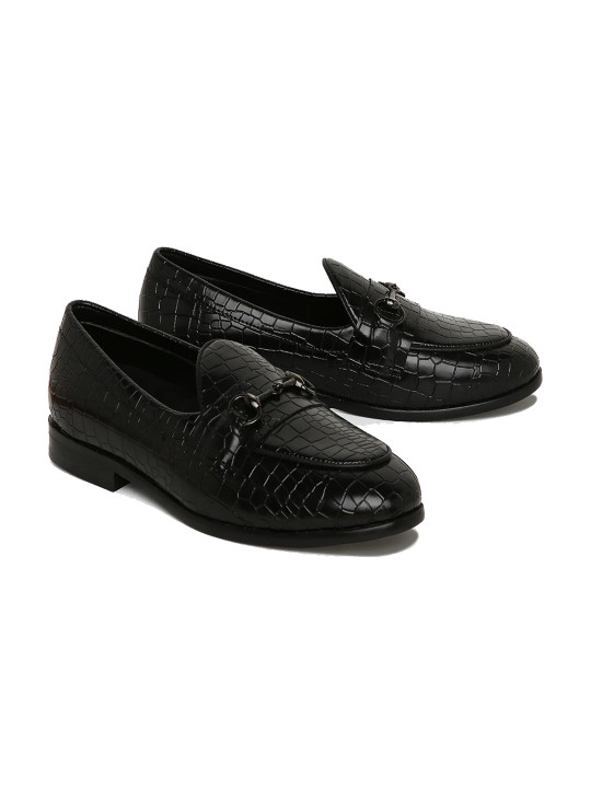 Wolvenmilano Men Textured Leather Loafers