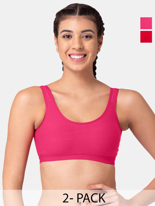 Tweens Pack Of 2 Full Coverage Cotton Workout Bra All Day Comfort