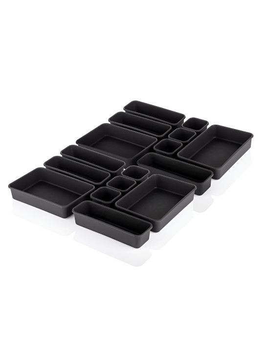 Kuber Industries Black 16 Pieces Reusable Desk Organiser Organisers