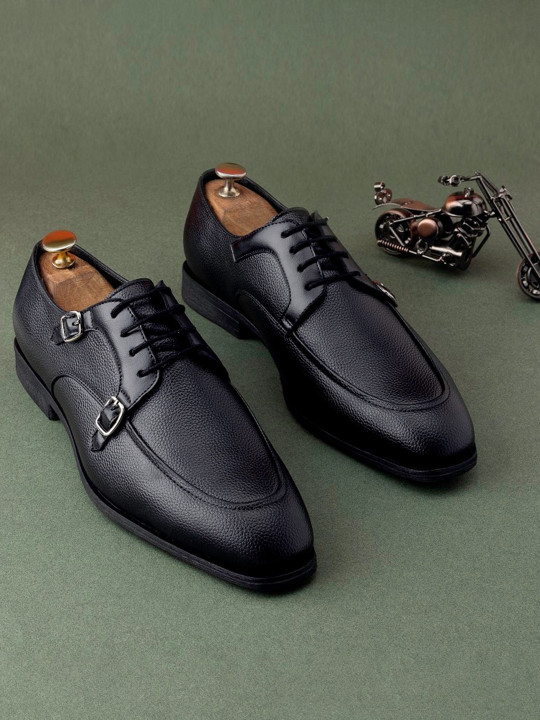 GRIFFIN Men Textured Formal Monk Shoes
