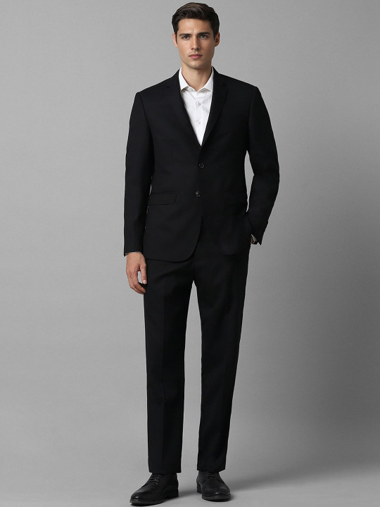 Luxure by Louis Philippe Self-Design Slim-Fit Single-Breasted Two Piece Formal Suit