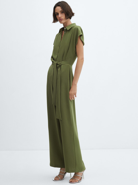 MANGO Shirt Collar Basic Jumpsuit