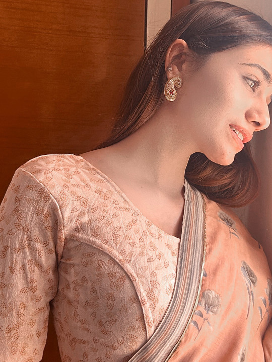 Bindigasm's Advi Printed Stretchable Jacquard Saree Blouse
