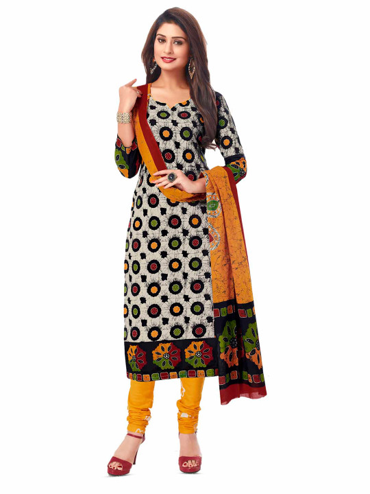 MIRAAN Geometric Printed Pure Cotton Unstitched Dress Material