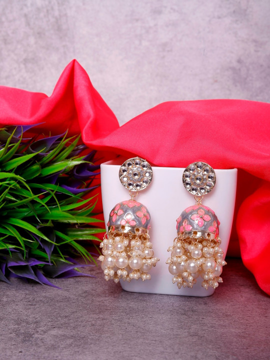 Cierra Gold Plated Pearls Contemporary Jhumkas