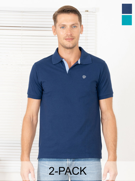 Lux Cozi Pack Of 2 Polo Collar Cotton Lounge T-shirts