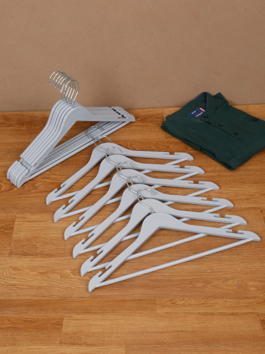DREAM WEAVERZ Pack of 12 Grey Heavy Duty Plastic Durable Adult Clothes Hangers