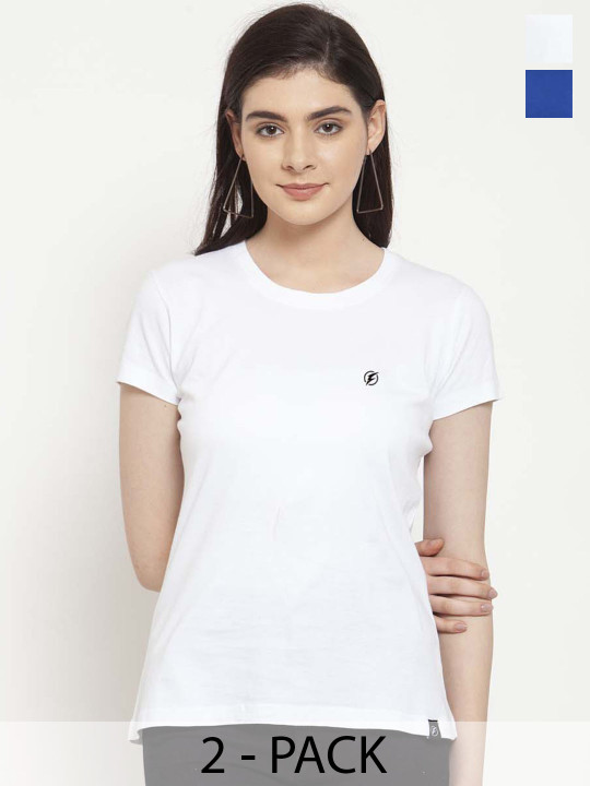 Friskers Pack of 2 Round Neck Short Sleeves Cotton Slim Fit T-shirt